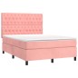 vidaXL Boxspringbett mit Matratze & LED Rosa 140x200 cm Samt vidaXL Boxspringbett mit Matratze & LED Rosa 140x200 cm Samt