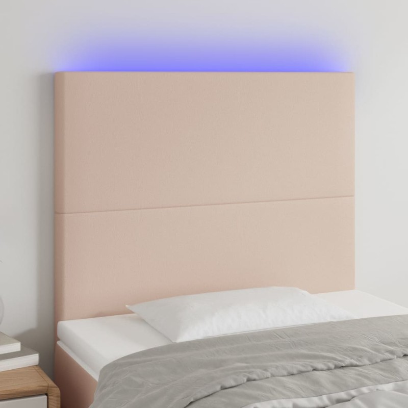 vidaXL LED Kopfteil Cappuccino-Braun 90x5x118/128 cm Kunstleder vidaXL LED Kopfteil Cappuccino-Braun 90x5x118/128 cm Kunstleder