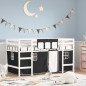 vidaXL Kinderhochbett mit Vorhängen Weiß Schwarz 90x200 cm Kiefernholz vidaXL Kinderhochbett mit Vorhängen Weiß Schwarz 90x200 cm Kiefernholz