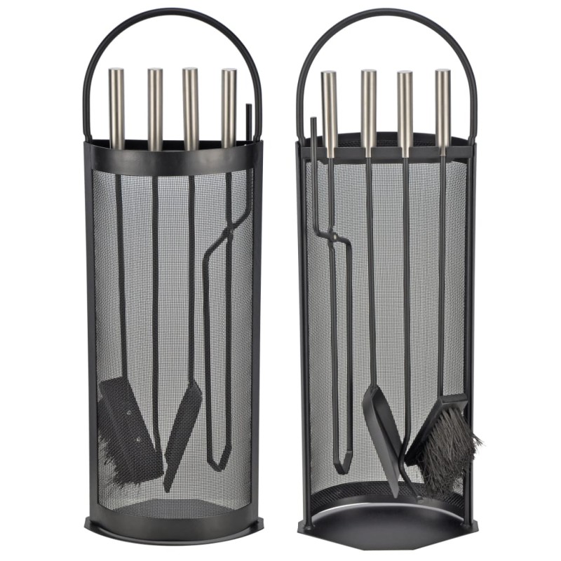 HI 5-tlg. Kaminwerkzeug-Set Schwarz 23x14,8x66 cm HI 5-tlg. Kaminwerkzeug-Set Schwarz 23x14,8x66 cm