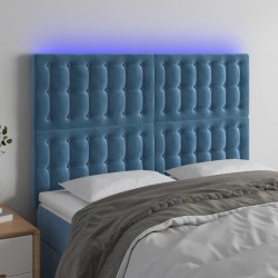 vidaXL LED Kopfteil Dunkelblau 144x5x118/128 cm Samt