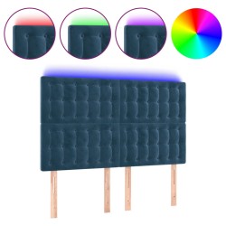 vidaXL LED Kopfteil Dunkelblau 144x5x118/128 cm Samt