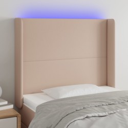 vidaXL LED Kopfteil Cappuccino-Braun 93x16x118/128 cm Kunstleder