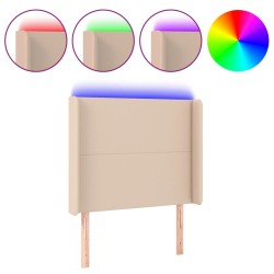 vidaXL LED Kopfteil Cappuccino-Braun 93x16x118/128 cm Kunstleder