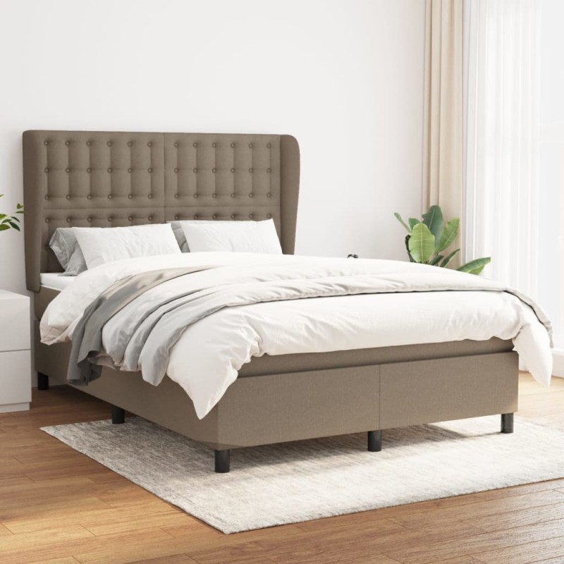 vidaXL Boxspringbett mit Matratze Taupe 140x200 cm Stoff vidaXL Boxspringbett mit Matratze Taupe 140x200 cm Stoff