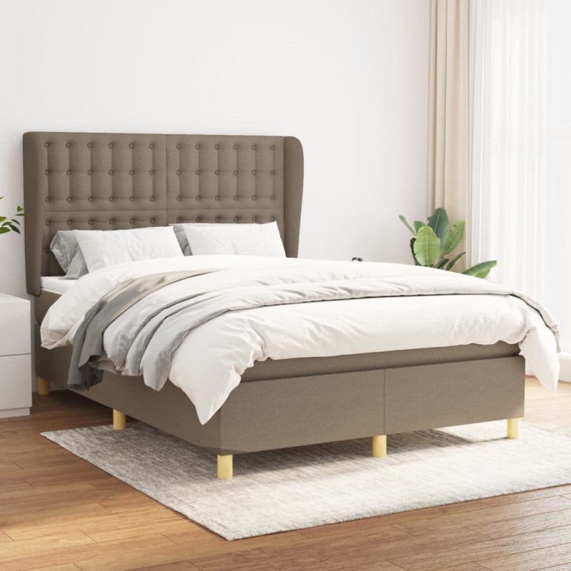 vidaXL Boxspringbett mit Matratze Taupe 140x190 cm Stoff vidaXL Boxspringbett mit Matratze Taupe 140x190 cm Stoff