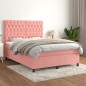 vidaXL Boxspringbett mit Matratze Rosa 140x200 cm Samt vidaXL Boxspringbett mit Matratze Rosa 140x200 cm Samt