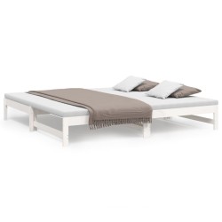 vidaXL Tagesbett Ausziehbar Weiß 2x(80x200) cm Massivholz Kiefer