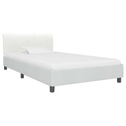 vidaXL Bettgestell Weiß Kunstleder 90 x 200 cm