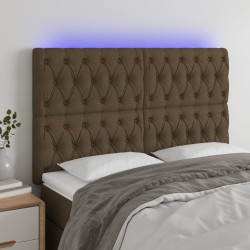 vidaXL LED Kopfteil Dunkelbraun 144x7x118/128 cm Stoff