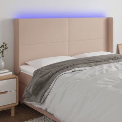vidaXL LED Kopfteil Cappuccino-Braun 183x16x118/128cm Kunstleder