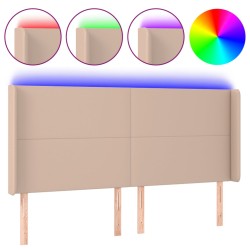 vidaXL LED Kopfteil Cappuccino-Braun 183x16x118/128cm Kunstleder