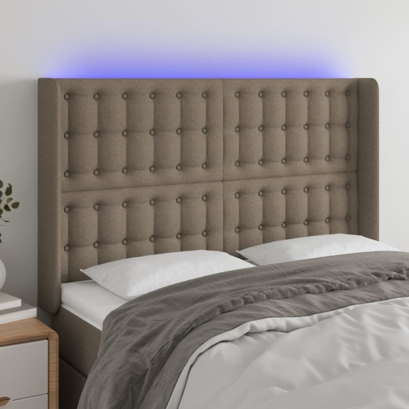 vidaXL LED Kopfteil Taupe 147x16x118/128 cm Stoff vidaXL LED Kopfteil Taupe 147x16x118/128 cm Stoff