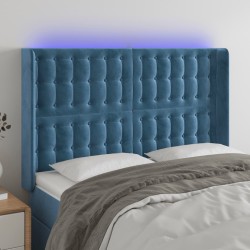 vidaXL LED Kopfteil Dunkelblau 147x16x118/128 cm Samt