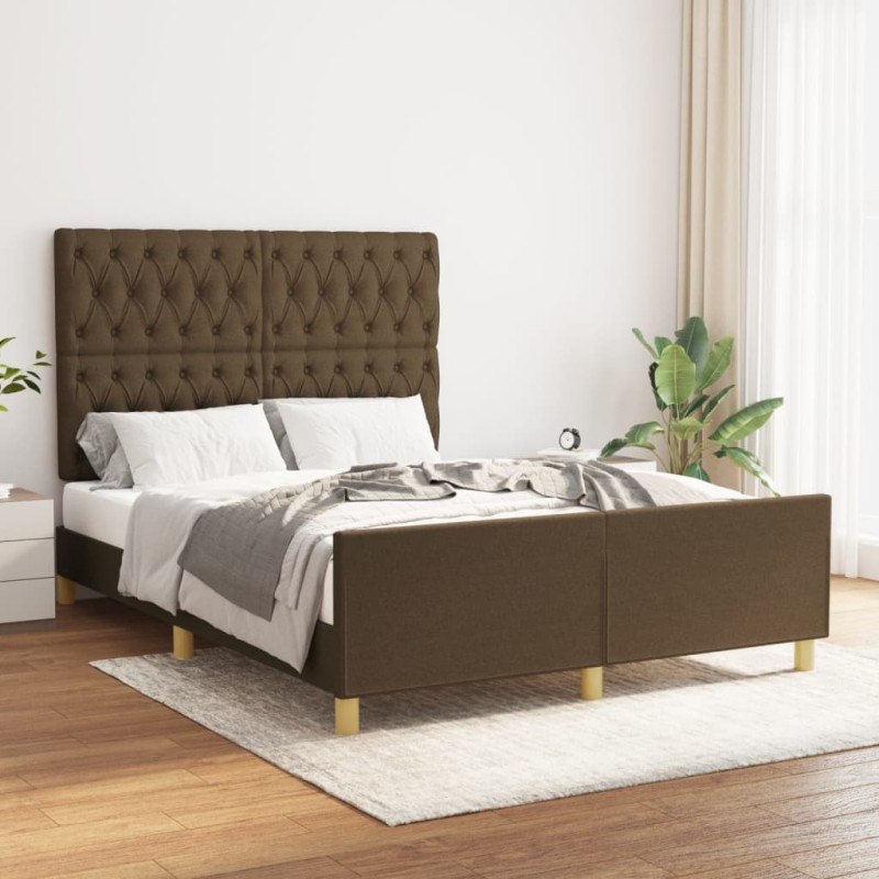 vidaXL Bettgestell mit Kopfteil Dunkelbraun 140x190 cm Stoff vidaXL Bettgestell mit Kopfteil Dunkelbraun 140x190 cm Stoff