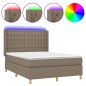 vidaXL Boxspringbett mit Matratze & LED Taupe 140x190 cm Stoff vidaXL Boxspringbett mit Matratze & LED Taupe 140x190 cm Stoff