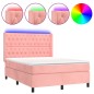 vidaXL Boxspringbett mit Matratze & LED Rosa 140x200 cm Samt vidaXL Boxspringbett mit Matratze & LED Rosa 140x200 cm Samt