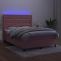 vidaXL Boxspringbett mit Matratze & LED Rosa 140x200 cm Samt vidaXL Boxspringbett mit Matratze & LED Rosa 140x200 cm Samt