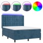 vidaXL Boxspringbett mit Matratze & LED Dunkelblau 140x200 cm Samt vidaXL Boxspringbett mit Matratze & LED Dunkelblau 140x200 cm Samt