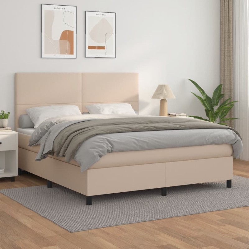 vidaXL Boxspringbett Matratze Cappuccino-Braun 180x200 cm Kunstleder vidaXL Boxspringbett Matratze Cappuccino-Braun 180x200 cm Kunstleder