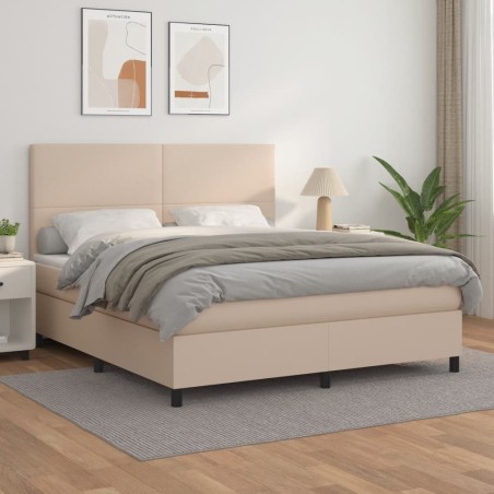 vidaXL Boxspringbett Matratze Cappuccino-Braun 180x200 cm Kunstleder