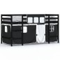 vidaXL Kinderhochbett mit Vorhängen Weiß Schwarz 90x200cm Kiefernholz