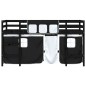 vidaXL Kinderhochbett mit Vorhängen Weiß Schwarz 90x200cm Kiefernholz