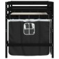 vidaXL Kinderhochbett mit Vorhängen Weiß Schwarz 90x200cm Kiefernholz