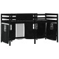 vidaXL Kinderhochbett mit Vorhängen Weiß Schwarz 90x200cm Kiefernholz