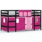 vidaXL Kinderhochbett mit Vorhängen Rosa 90x200 cm Massivholz Kiefer vidaXL Kinderhochbett mit Vorhängen Rosa 90x200 cm Massivholz Kiefer