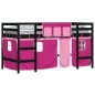 vidaXL Kinderhochbett mit Vorhängen Rosa 90x200 cm Massivholz Kiefer vidaXL Kinderhochbett mit Vorhängen Rosa 90x200 cm Massivholz Kiefer