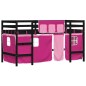 vidaXL Kinderhochbett mit Vorhängen Rosa 90x200 cm Massivholz Kiefer vidaXL Kinderhochbett mit Vorhängen Rosa 90x200 cm Massivholz Kiefer