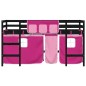 vidaXL Kinderhochbett mit Vorhängen Rosa 90x200 cm Massivholz Kiefer vidaXL Kinderhochbett mit Vorhängen Rosa 90x200 cm Massivholz Kiefer