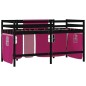 vidaXL Kinderhochbett mit Vorhängen Rosa 90x200 cm Massivholz Kiefer vidaXL Kinderhochbett mit Vorhängen Rosa 90x200 cm Massivholz Kiefer