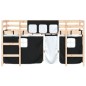 vidaXL Kinderhochbett mit Vorhängen Weiß Schwarz 90x200cm Kiefernholz