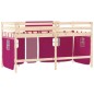 vidaXL Kinderhochbett mit Vorhängen Rosa 90x200 cm Massivholz Kiefer vidaXL Kinderhochbett mit Vorhängen Rosa 90x200 cm Massivholz Kiefer