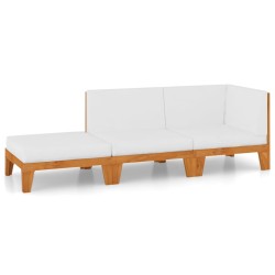 3-tlg. Garten-Lounge-Set mit Kissen Akazie Massivholz