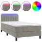 vidaXL Boxspringbett mit Matratze & LED Hellgrau 90x190 cm Samt vidaXL Boxspringbett mit Matratze & LED Hellgrau 90x190 cm Samt