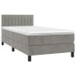 vidaXL Boxspringbett mit Matratze & LED Hellgrau 90x190 cm Samt vidaXL Boxspringbett mit Matratze & LED Hellgrau 90x190 cm Samt