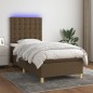 vidaXL Boxspringbett mit Matratze & LED Dunkelbraun 90x190 cm Stoff vidaXL Boxspringbett mit Matratze & LED Dunkelbraun 90x190 cm Stoff