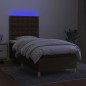 vidaXL Boxspringbett mit Matratze & LED Dunkelbraun 90x190 cm Stoff vidaXL Boxspringbett mit Matratze & LED Dunkelbraun 90x190 cm Stoff