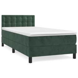 vidaXL Boxspringbett mit Matratze Dunkelgrün 90x190 cm Samt