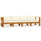 4-Sitzer-Gartensofa mit Cremeweißen Auflagen Massivholz Akazie 4-Sitzer-Gartensofa mit Cremeweißen Auflagen Massivholz Akazie