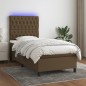 vidaXL Boxspringbett mit Matratze & LED Dunkelbraun 90x190 cm Stoff vidaXL Boxspringbett mit Matratze & LED Dunkelbraun 90x190 cm Stoff