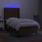 vidaXL Boxspringbett mit Matratze & LED Dunkelbraun 90x190 cm Stoff vidaXL Boxspringbett mit Matratze & LED Dunkelbraun 90x190 cm Stoff