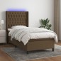 vidaXL Boxspringbett mit Matratze & LED Dunkelbraun 90x190 cm Stoff vidaXL Boxspringbett mit Matratze & LED Dunkelbraun 90x190 cm Stoff