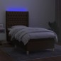 vidaXL Boxspringbett mit Matratze & LED Dunkelbraun 90x190 cm Stoff vidaXL Boxspringbett mit Matratze & LED Dunkelbraun 90x190 cm Stoff