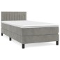 vidaXL Boxspringbett mit Matratze Hellgrau 90x190 cm Samt vidaXL Boxspringbett mit Matratze Hellgrau 90x190 cm Samt