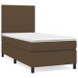 vidaXL Boxspringbett mit Matratze Dunkelbraun 90x190 cm Stoff vidaXL Boxspringbett mit Matratze Dunkelbraun 90x190 cm Stoff