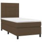 vidaXL Boxspringbett mit Matratze & LED Dunkelbraun 90x190 cm Stoff vidaXL Boxspringbett mit Matratze & LED Dunkelbraun 90x190 cm Stoff